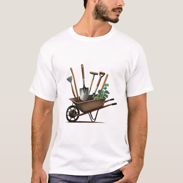 Cultivating Dreams: Rustic Wheelbarrow T-Shirt Col (Front)