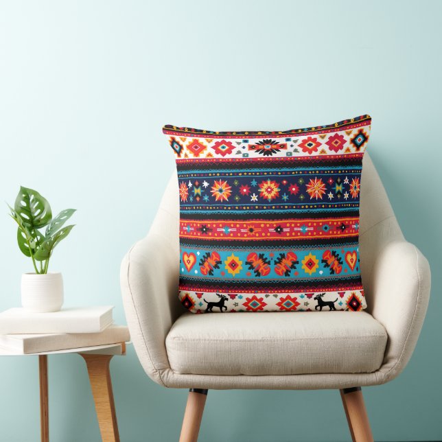 Cultural Christmas Geometric Festive  Throw Pillow (Chair)