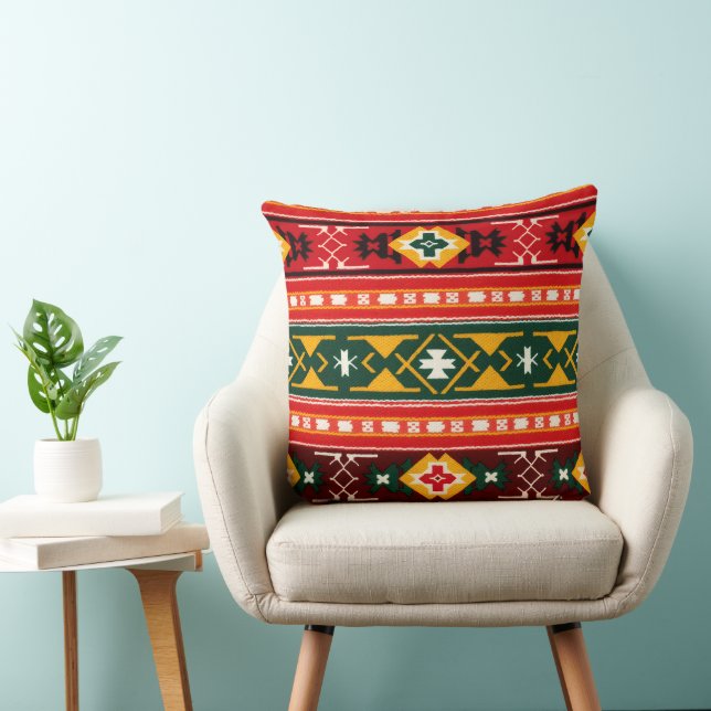 Cultural Christmas Geometric Festive  Throw Pillow (Chair)