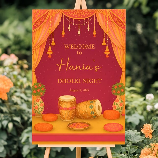 Cultural Dholki Night Welcome Sign for Celebration (Creator Uploaded)