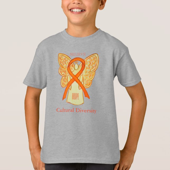 Cultural Diversity Awareness Orange Ribbon T-Shirt (Front)