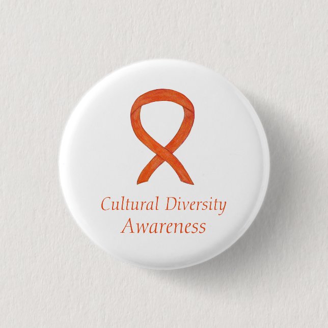 Cultural Diversity Awareness Ribbon Custom Pin (Front)