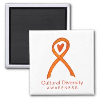 Cultural Diversity Awareness Ribbon Fridge Magnets