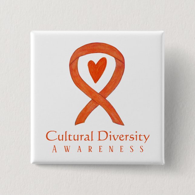 Cultural Diversity Awareness Ribbon Pin Button (Front)