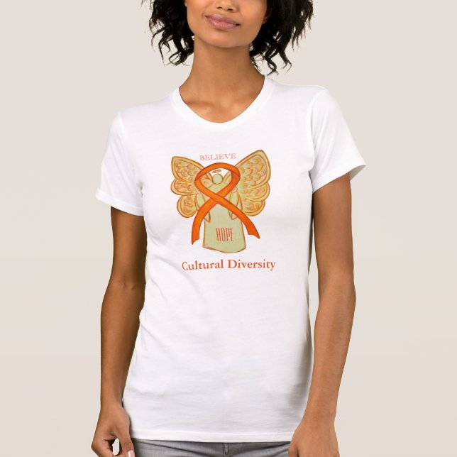 Cultural Diversity Orange Awareness Ribbon Shirt (Front)