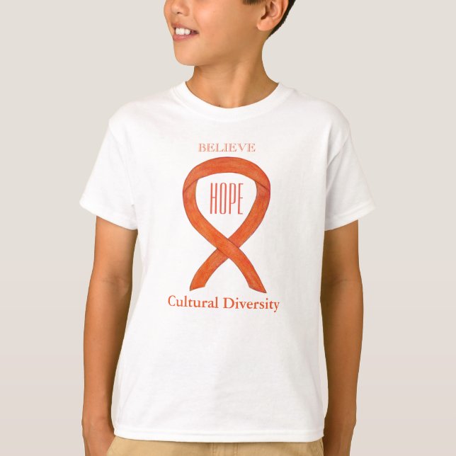 Cultural Diversity Orange Awareness Ribbon Shirt (Front)
