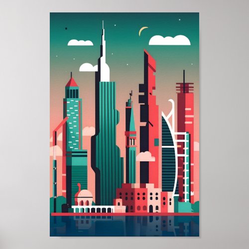 Cultural Elegance Dubai City 4K Vector Poster