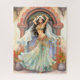 Cultural Elegance: Indian Dance Silk Sari Jigsaw Puzzle