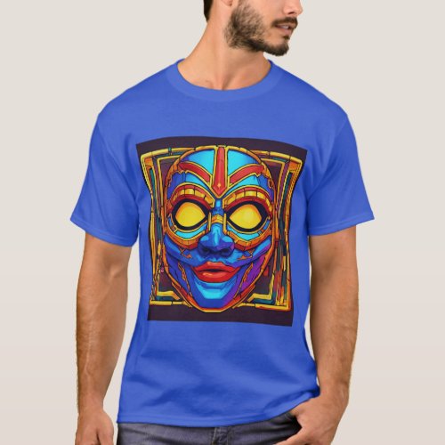 Cultural Fusion Monochrome Mask Melange T_Shirt