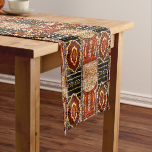 Cultural Motif in Warm Neutral Hues Short Table Runner