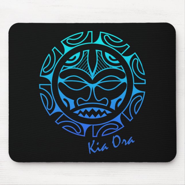 Culture Face Symbol Blue, Haka Kia Ora Dance New Z Mouse Pad (Front)