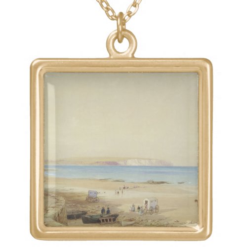 Culver Cliff Isle of Wight wc pen  ink bodyc Gold Plated Necklace