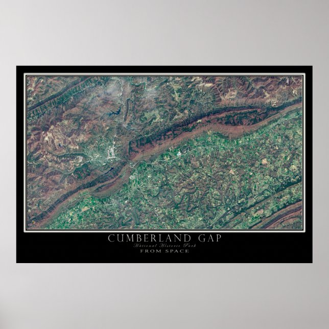 Cumberland Gap National Park Satellite Map Poster (Front)