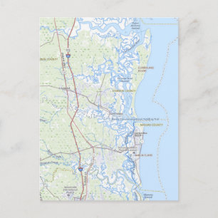 Cumberland Island Georgia Coast Map Postcard