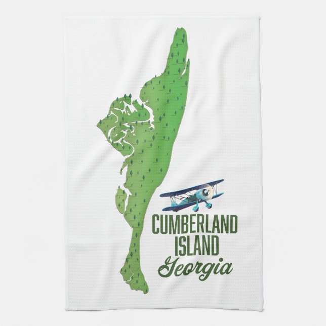 Cumberland island Georgia Map Kitchen Towel (Vertical)