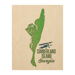 Cumberland island Georgia Map Wood Wall Art