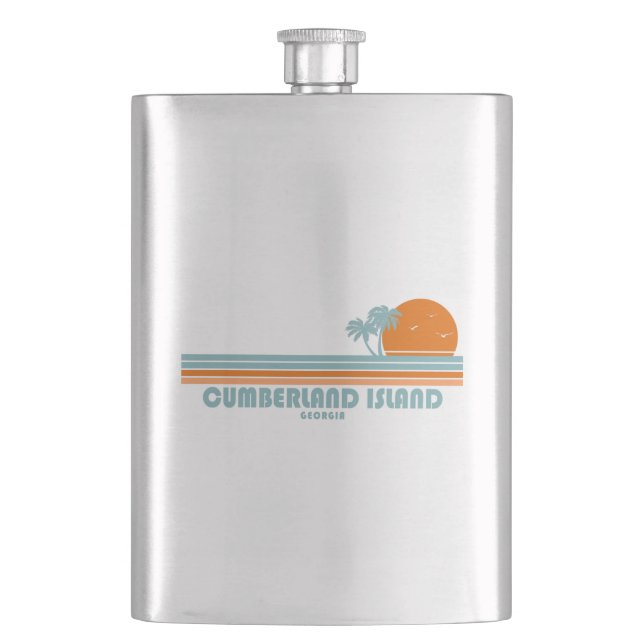Cumberland Island Georgia Sun Palm Trees Flask (Front)