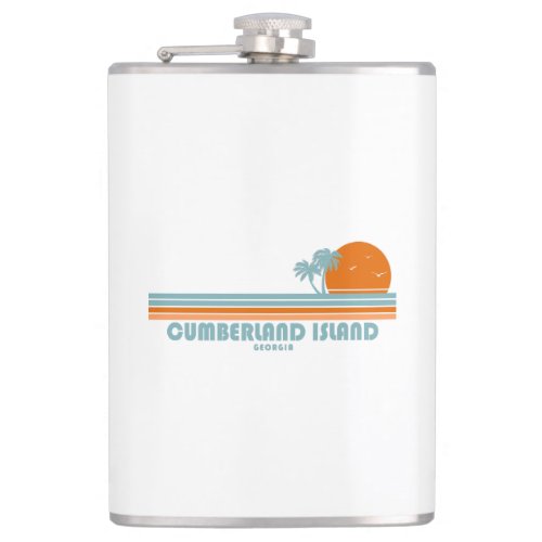 Cumberland Island Georgia Sun Palm Trees Flask