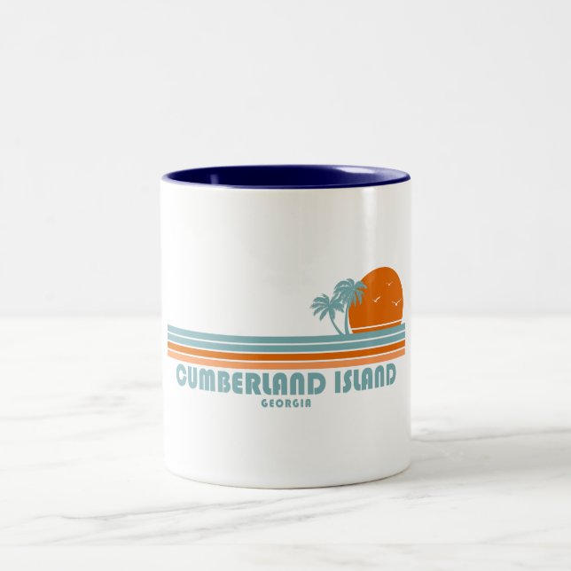 Cumberland Island Georgia Sun Palm Trees Two-Tone Coffee Mug (Center)
