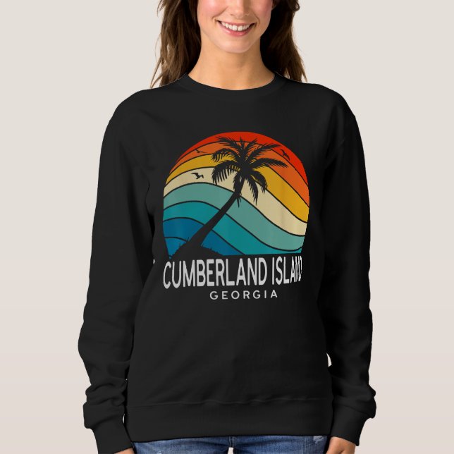 Cumberland Island Georgia Tropical Beach Palm Tree Sweatshirt (Front)