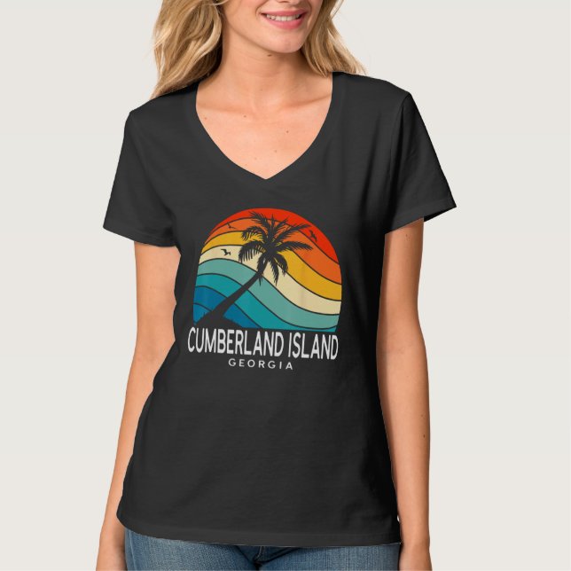 Cumberland Island Georgia Tropical Beach Palm Tree T-Shirt (Front)