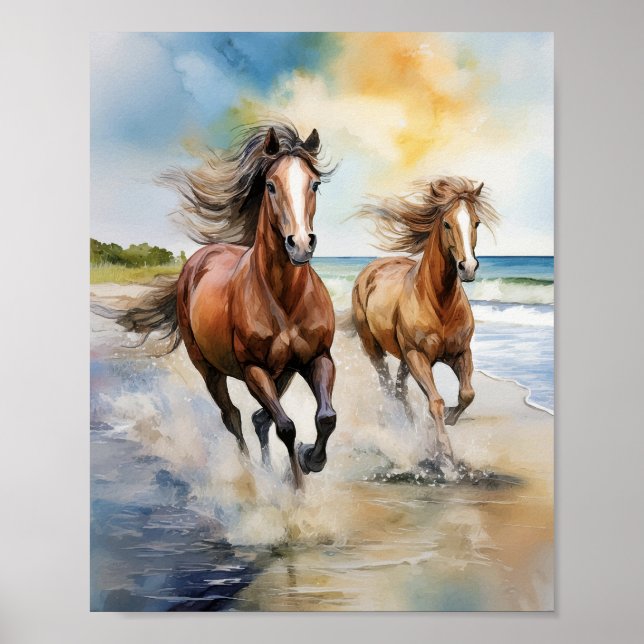 Cumberland Island National Park Horses Watercolor Poster (Front)