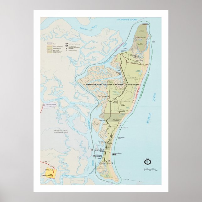 Cumberland Island National Seashore Map (1991)  Poster (Front)