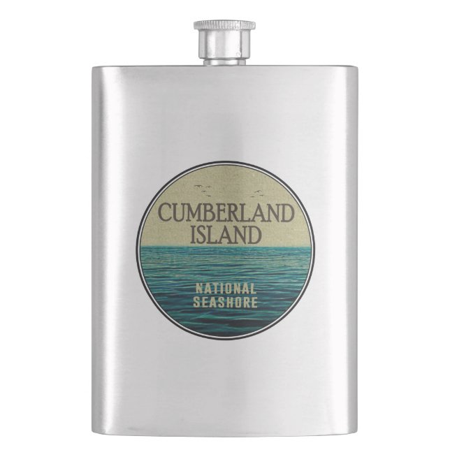 Cumberland Island National Seashore Ocean Birds Flask (Front)