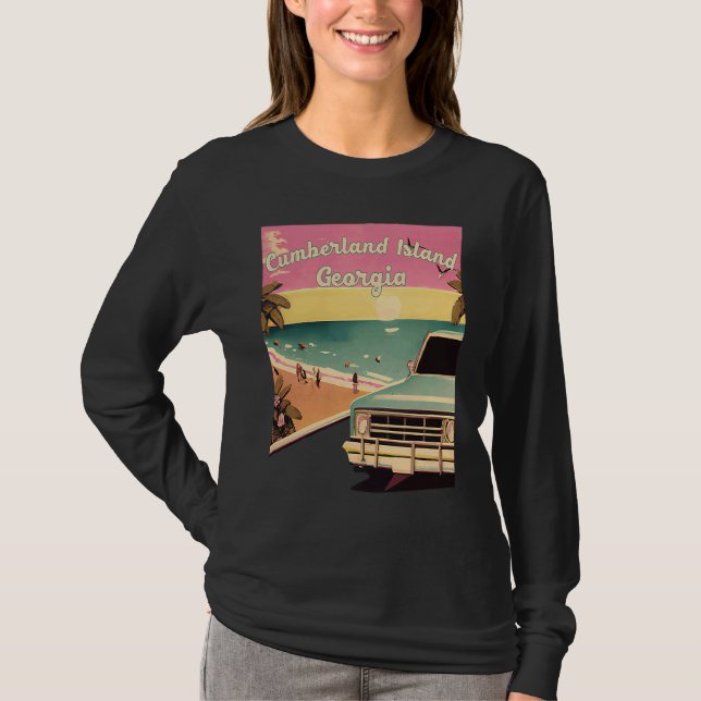Cumberland Island Retro Beach Vacation Graphics Ge T-Shirt (Front)