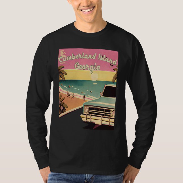 Cumberland Island Retro Beach Vacation Graphics Ge T-Shirt (Front)