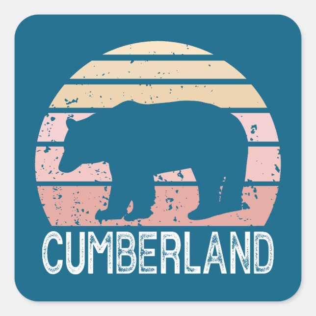 Cumberland Maryland Retro Bear Square Sticker (Front)