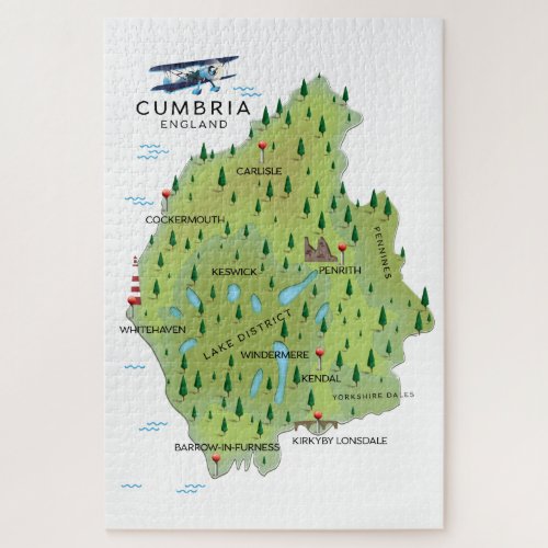 Cumbria England Map travel poster Jigsaw Puzzle