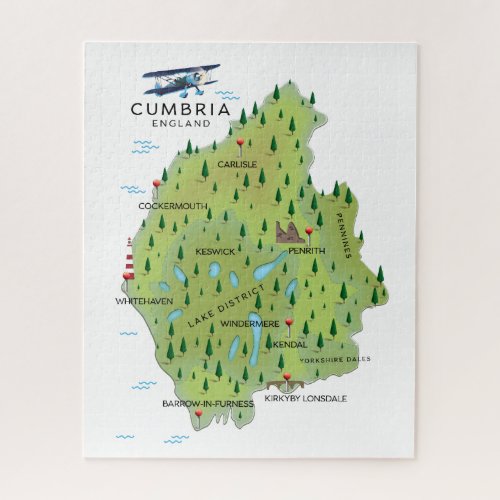 Cumbria England Map travel poster Jigsaw Puzzle