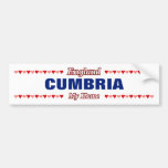 [ Thumbnail: Cumbria - My Home - England; Red & Pink Hearts Bumper Sticker ]