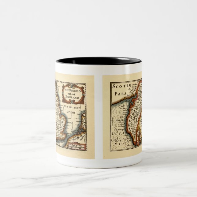 Cumbria (Westmorland, Cumberland) Antiquarian Map Two-Tone Coffee Mug (Center)