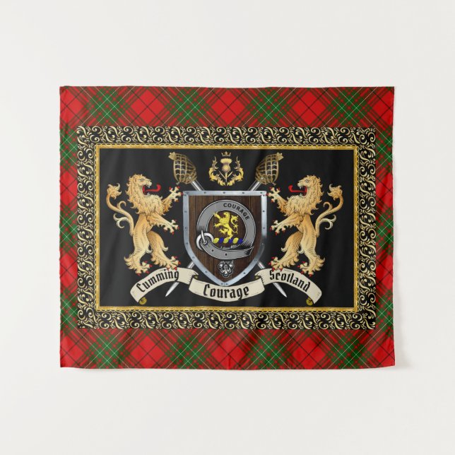 Cumming Clan Badge & Motto w/Lions  Tapestry (Front (Horizontal))