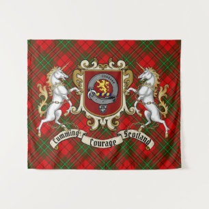 Cumming Clan Badge & Unicorns w/Tartan Tapestry
