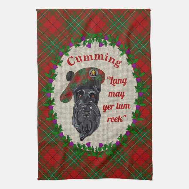 Cumming Scottie Dog Kitchen Towel (Vertical)
