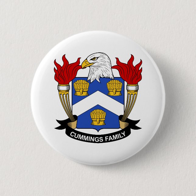 Cummings Family Crest Pinback Button (Front)