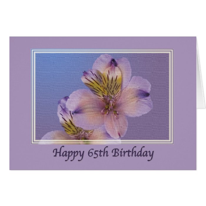 cumpleaños, 65.o, flores de la lavanda tarjetas de