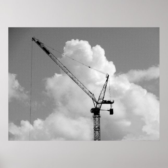 Cumulonimbus Crane - Black and White Poster (Front)