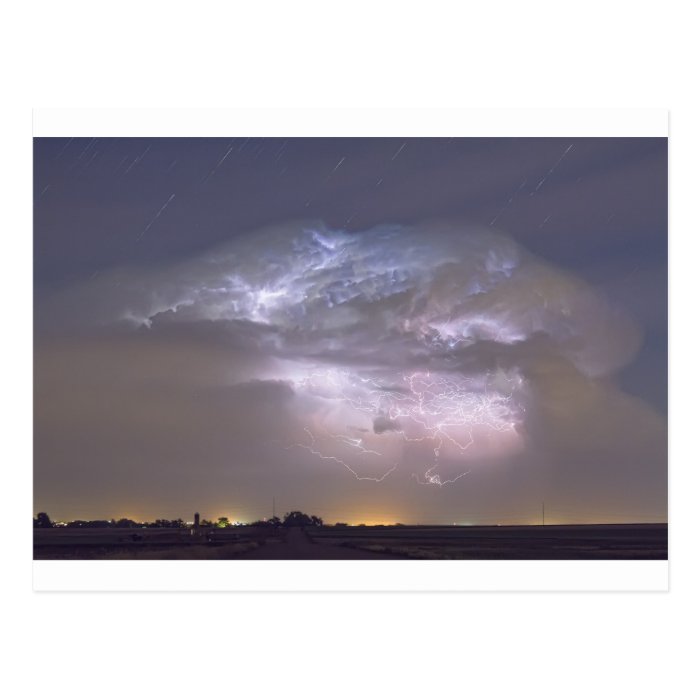 Cumulonimbus Lightning Storm and Star Trails Above Postcards