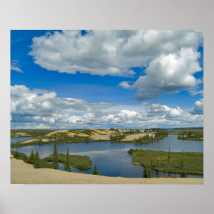 Cumulus clouds float above lakes, Northwest Poster