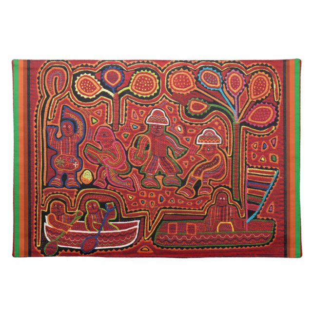 Cuna Indian Men in Cayucos Cloth Placemat (Front)