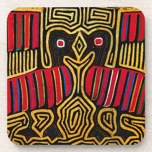 Cuna Indian Mola Duck Design Drink Coaster (Front)
