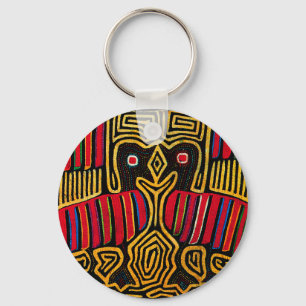 Cuna Indian Mola Duck Design Keychain
