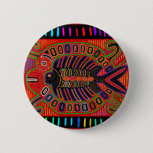 Cuna Indian Mola Flying Fish Button