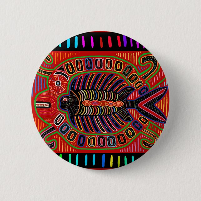Cuna Indian Mola Flying Fish Button (Front)