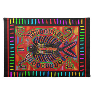 Cuna Indian Mola Flying Fish Cloth Placemat