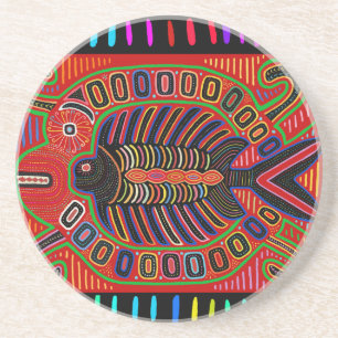 Cuna Indian Mola Flying Fish Coaster